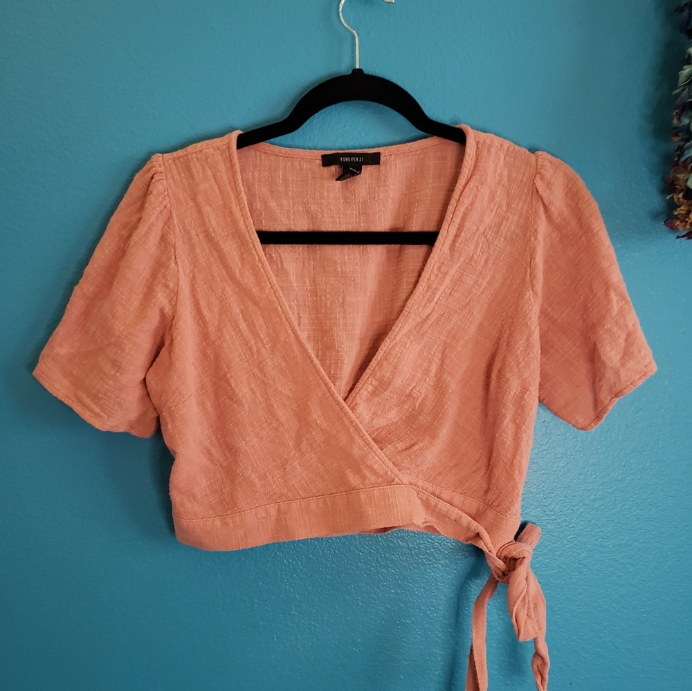 Forever 21 Pink Cross Body Crop Top Shirt Medium
